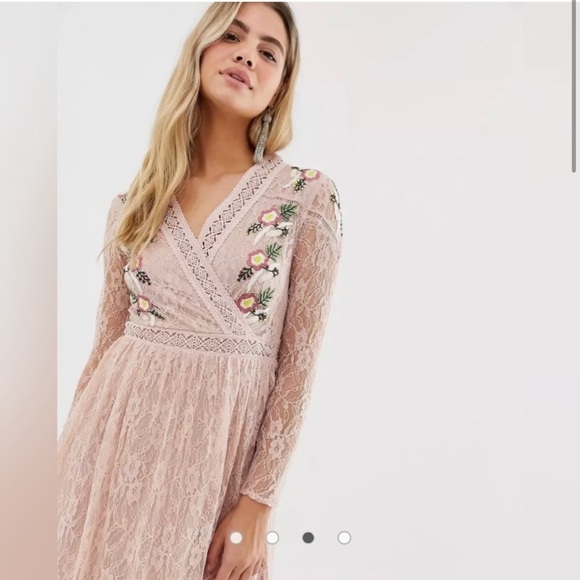 NWT-Frock and Frill prairie lace midi dress with embroidered flowers in rose - Picture 9 of 11